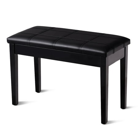 - GHP 360-Lbs Capacity Black PU Leather & Solid Wood Sponge Padded Piano Bench Seat
