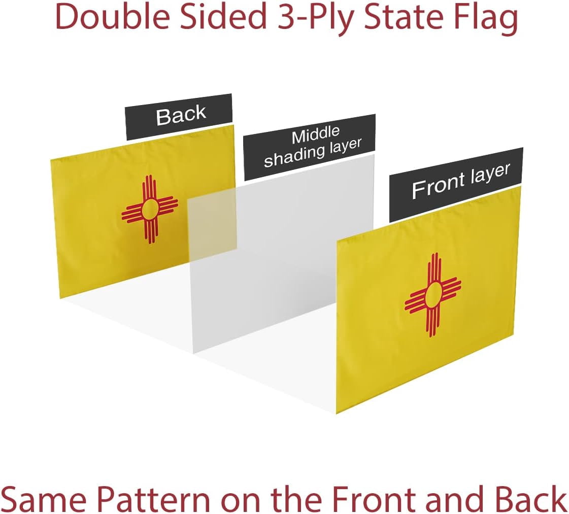 New Mexico State Flag 3x5 Double Sided NM State Flags 3Ply Heavy Duty Outdoor with Brass Grommets