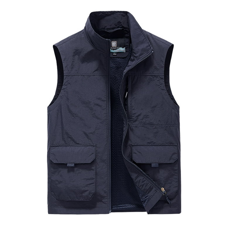 Xysaqa Men's Outdoors Travel Sports Multi-Pockets Work Fishing Vests Photo  Cargo Lightweight Vest Outerwear Sleeveless Jacket for Golfs M-5XL Big &  Tall Sizes 