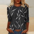 thumbnail image 3 of Raeneomay 3/4 Length Sleeve Womens Tops Women's Fashion Printed T-Shirt Blouse Round Neck Casual Tops, 3 of 6
