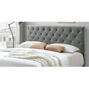 Belle Isle Furniture Auburndale Modern Metal Tufted Rubberwood Headboard, Full, Gray