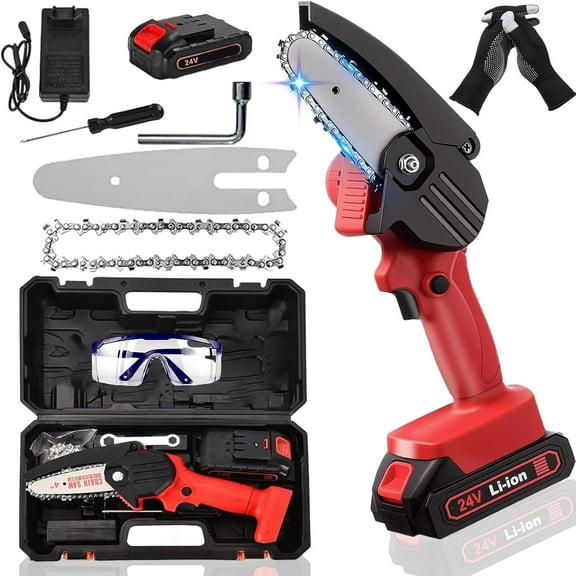 Wood Ranger Mini Chainsaw, Portable WoodRanger Mini Cordless Chainsaw, One-Hand Handheld 4 Inch Mini Chain saw with 2 Batteries, Yard, Home and Garden, Wood Cutting