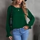thumbnail image 2 of Blusa de manga larga con volantes para mujer, jersey verde con cuello redondo, talla M, primavera/otoño, 2 of 6