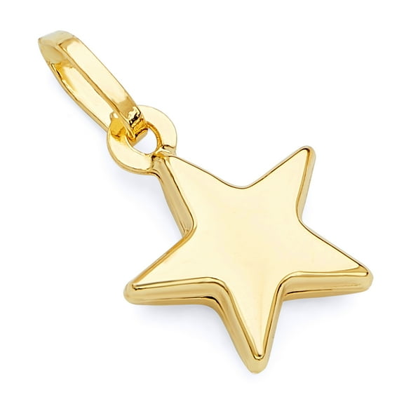 Wellingsale 14K Yellow Gold Polished Star Charm Pendant