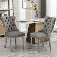 thumbnail image 6 of Tcbosik Velvet Dining Chairs Set of 2, Kitchen & Dining Room Chair with Button Tufted Back, Mid Century Modern Upholstered Accent Chair with Metal Legs, Gray & Silver, 6 of 9