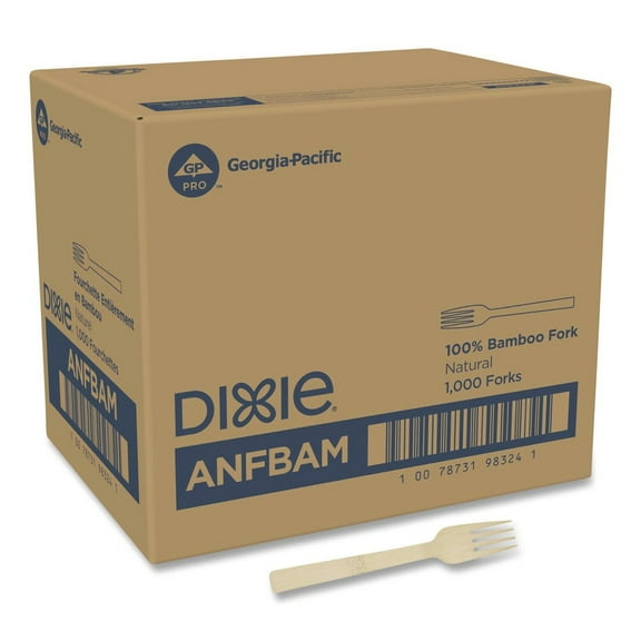 Dixie ANFBAM Mediumweight Bamboo Cutlery Fork - Light Golden (1000/Carton)