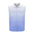thumbnail image 4 of VBTAPA Men's Sleeveless Gradient Shirts Summer Casual Beach Button Down Tank Top Collared Vest Shirt with Pockets Sky Blue XXXL, 4 of 6