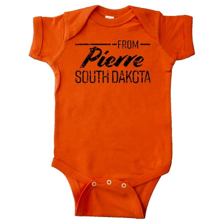 

Inktastic From Pierre South Dakota in Black Distressed Text Gift Baby Boy or Baby Girl Bodysuit