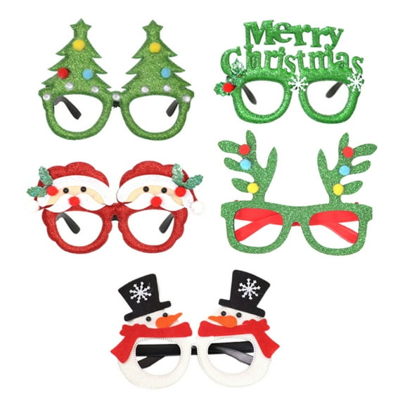 Gymnture 5pcs Christmas Glasses Lovely Eyeglasses Decorative Glasses (White, Red,Green)
