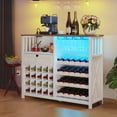 thumbnail image 3 of DEXTRUS 47" Wine Bar Cabinet, Wine Cabinet with Charging Station and LED Light for Kitchen Living Room, Washed White, 3 of 10
