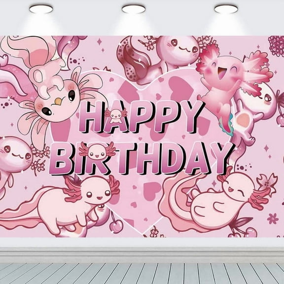Axolotl Birthday Party Supplies Banner Backdrop Background Taspestry Poster Wall Decor