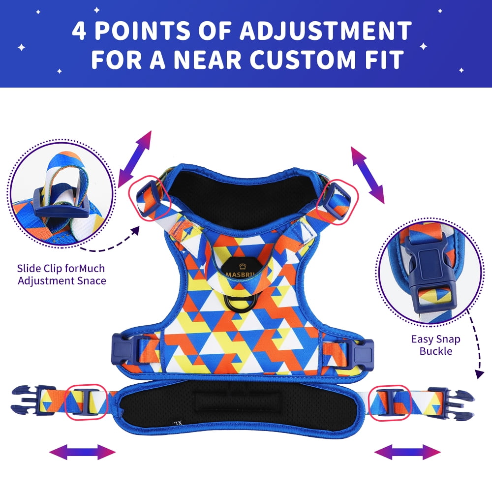 MASBRILL No Pull Dog Harness, Reflective Dog Vest with Handle No Choke Soft Padded Dog Harness for Small Medium Large Dog