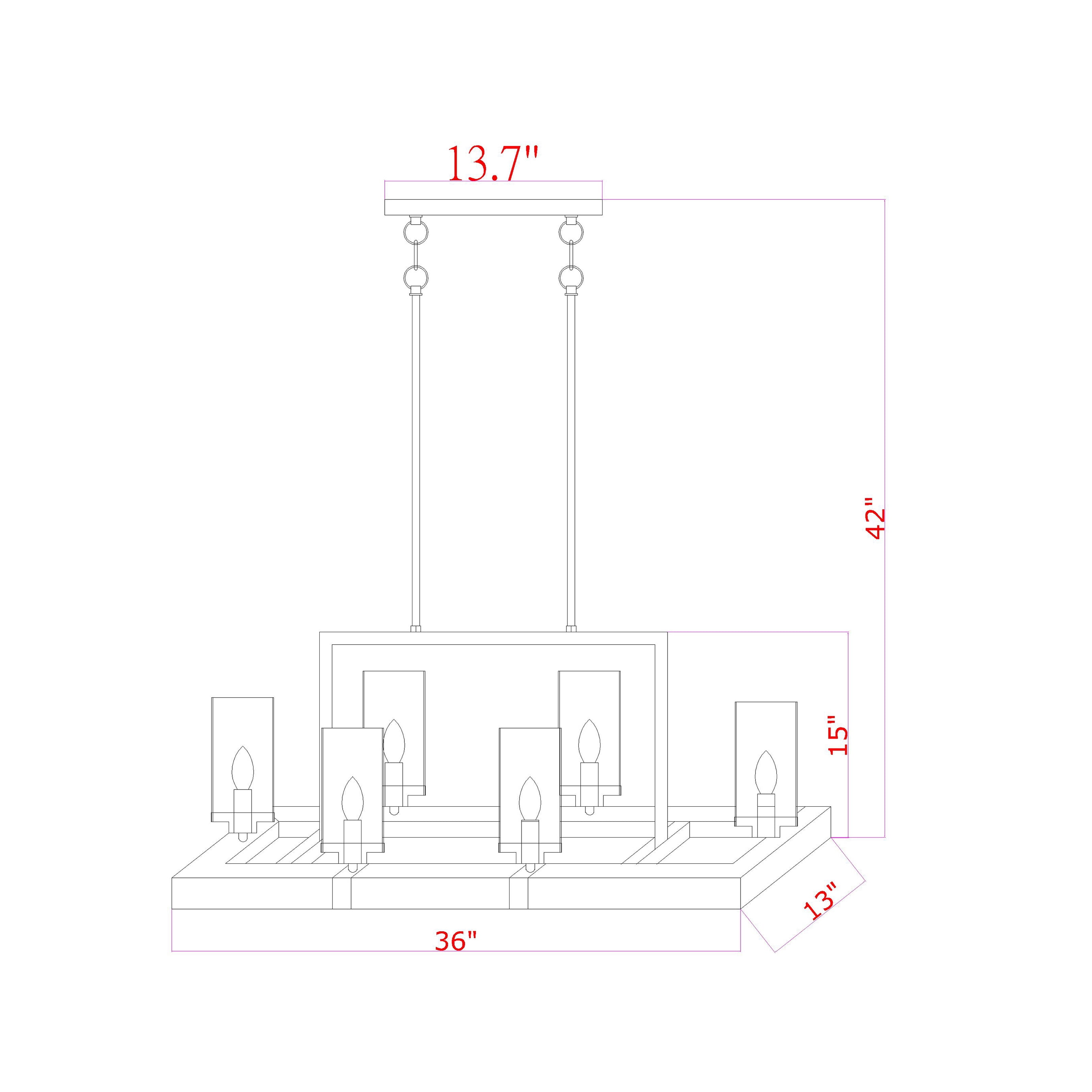 Warehouse of Tiffany PD002/6BR Sonoma Wood and Metal 6 Light Linear Chandelier with Seeded Glass Shades