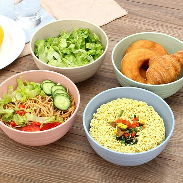 Kids Unbreakable Cereal Bowls 24 OZ Wheat Straw Fiber Lightweight Bowl Sets 4 Dishwasher Microwave Safe for Children Rice Soup Bowls