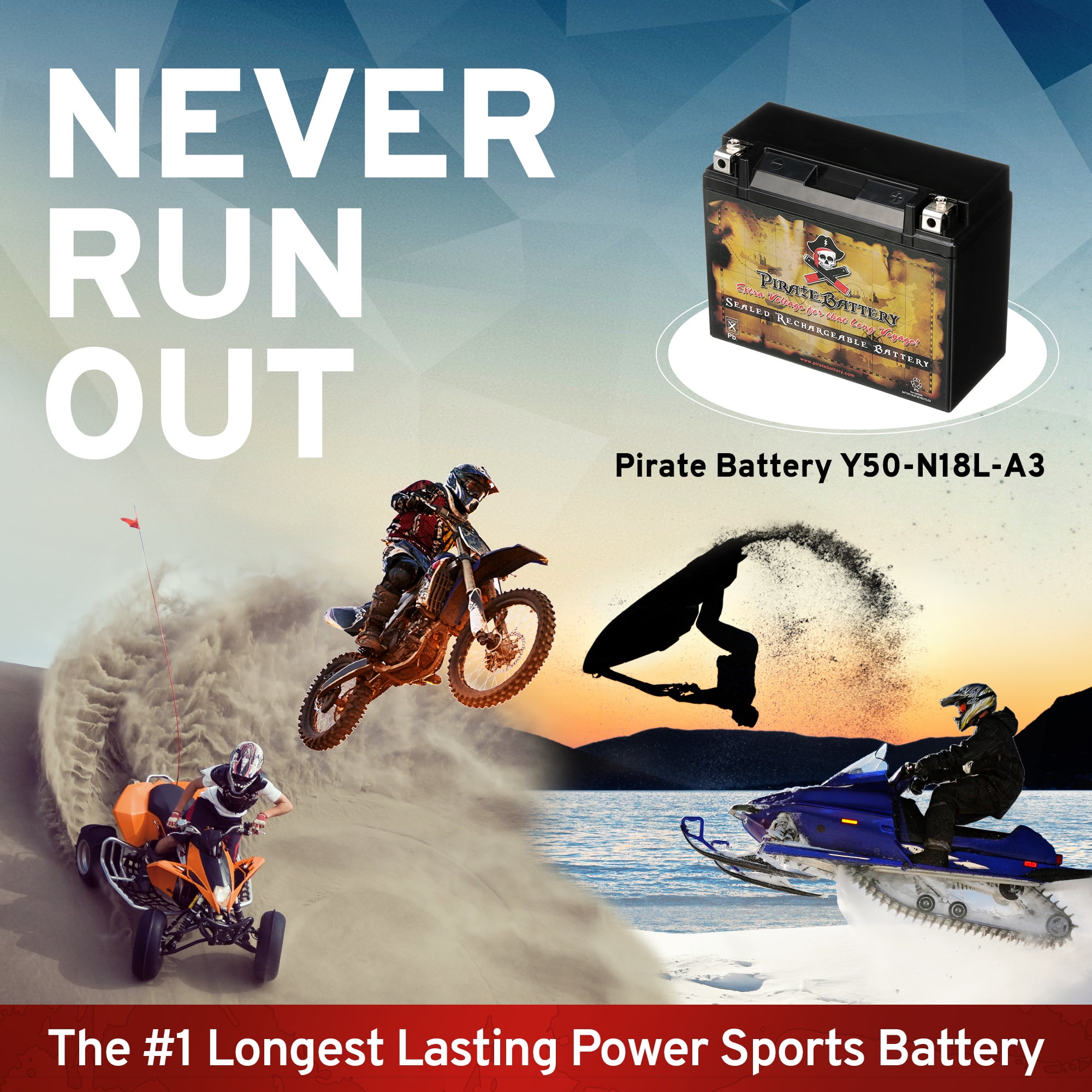 Pirate Battery Y50-n18l-a3 (50-n18l-a3 12 Volts,20 Ah, 260 Cca) Motorcycle Battery for Honda 1000cc Gl1000 Gold Wing 1978