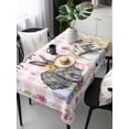 thumbnail image 2 of Happy Easter Rectangle Tablecloth, Cute Rabbits Daisy Flowers Leaves Eggs Pink Plaid Waterproof & StainResistant Tablecloth, Washable Oil-proof Table Cover for Dining/Party/Wedding/Buffet 54x108 In, 2 of 9