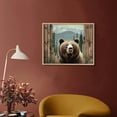 thumbnail image 2 of Nawypu Farmhouse Bear Cabin Wall Art Rustic Forest Bear Pictures Wall Decor Natural Woodland Wildlife Painting Canvas Print Framed Home Artwork For Living Room Bathroom Bedroom Kitchen Office, 2 of 4