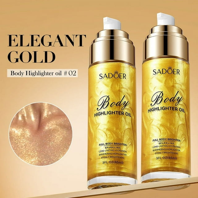 Xihbxyly Aceite Iluminador Corporal, Loción Hidratante Nutritiva, Humectante Ligero, Potenciador Del Brillo Instantáneo, Uso Versátil para Piel y Cabello, Esencial para El Cuidado Personal Diario, Ta