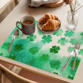 thumbnail image 3 of St. Patrick's Day Placemats Set of 4 Watercolor Botanical Green Clovers Place Mats Indoor Wipeable Table Mats Washable Cloth Dining Table Placemats for Kitchen Holiday Party Home Decor 13x19 Inch, 3 of 9