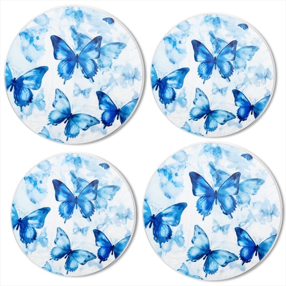 Bahomeck Electric Stove Burner Covers Set Of 4,Blue Butterflies Flying In The White Space Metal Gas Stove Burner Covers,Protecting Gas Stoves,8 Inch And 10 Inch
