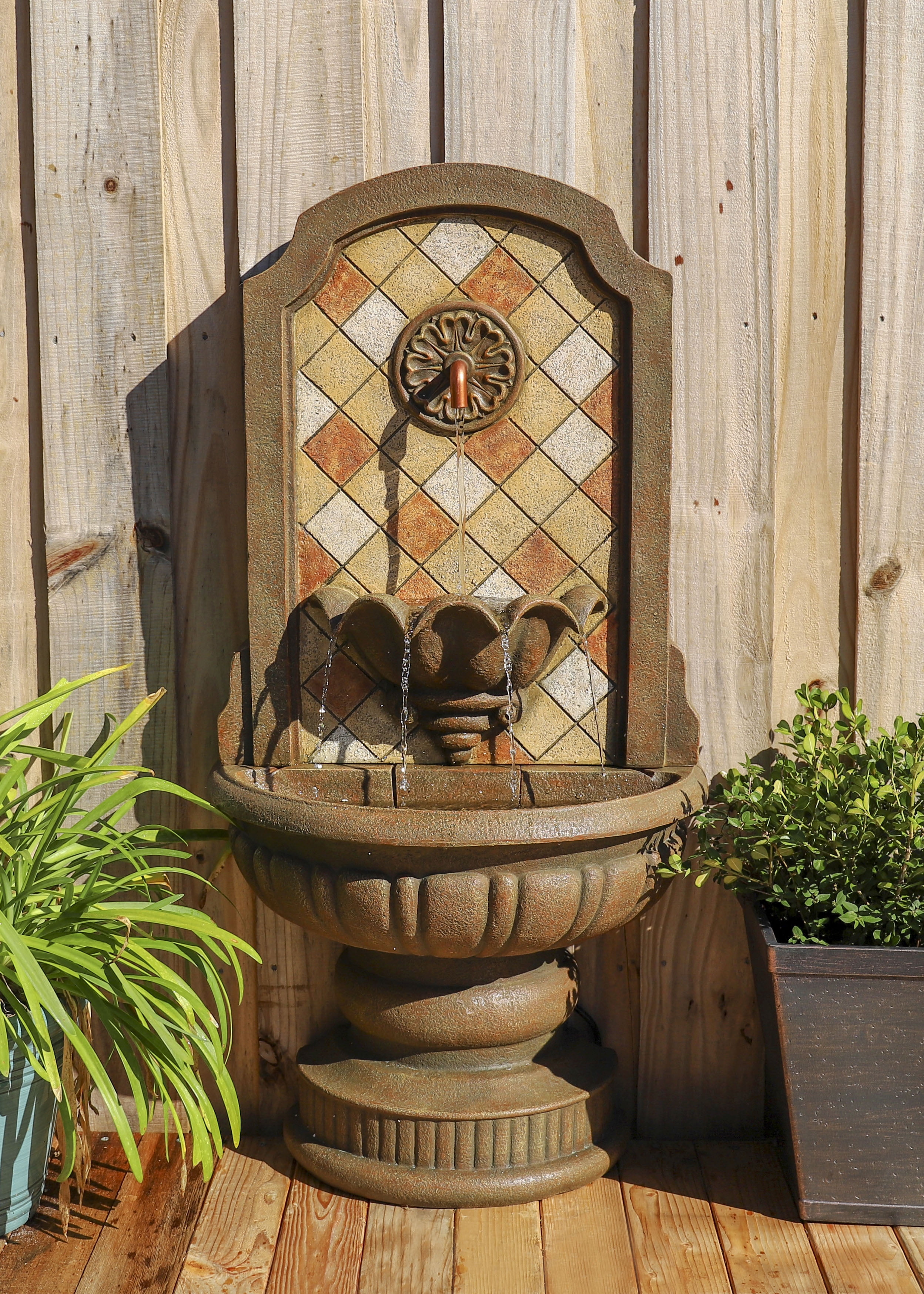 Armando 43 Inch Height Travertine Outdoor Floor Fountain