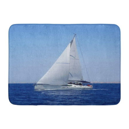 GODPOK Wave People Cruising Yachts in Mediterranean Sea on Blue Sky Sailboat Adventure Rug Doormat Bath Mat 23.6x15.7