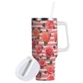 thumbnail image 2 of 30 oz Tumbler With Handle Stainless Steel Insulated Tumbler With Lid for Car Cup Holder Roses and Stripes Pattern, 2 of 9