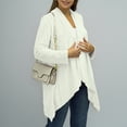 thumbnail image 6 of safuny Women's Long Sleeve Casual Outwear Jackets Ultra-long To Ankles Look Thin And Tall Faux Coat Jacket Lapel Leopard Print Dressy Lounge Trendy Blazer Pullover White XXL, 6 of 9
