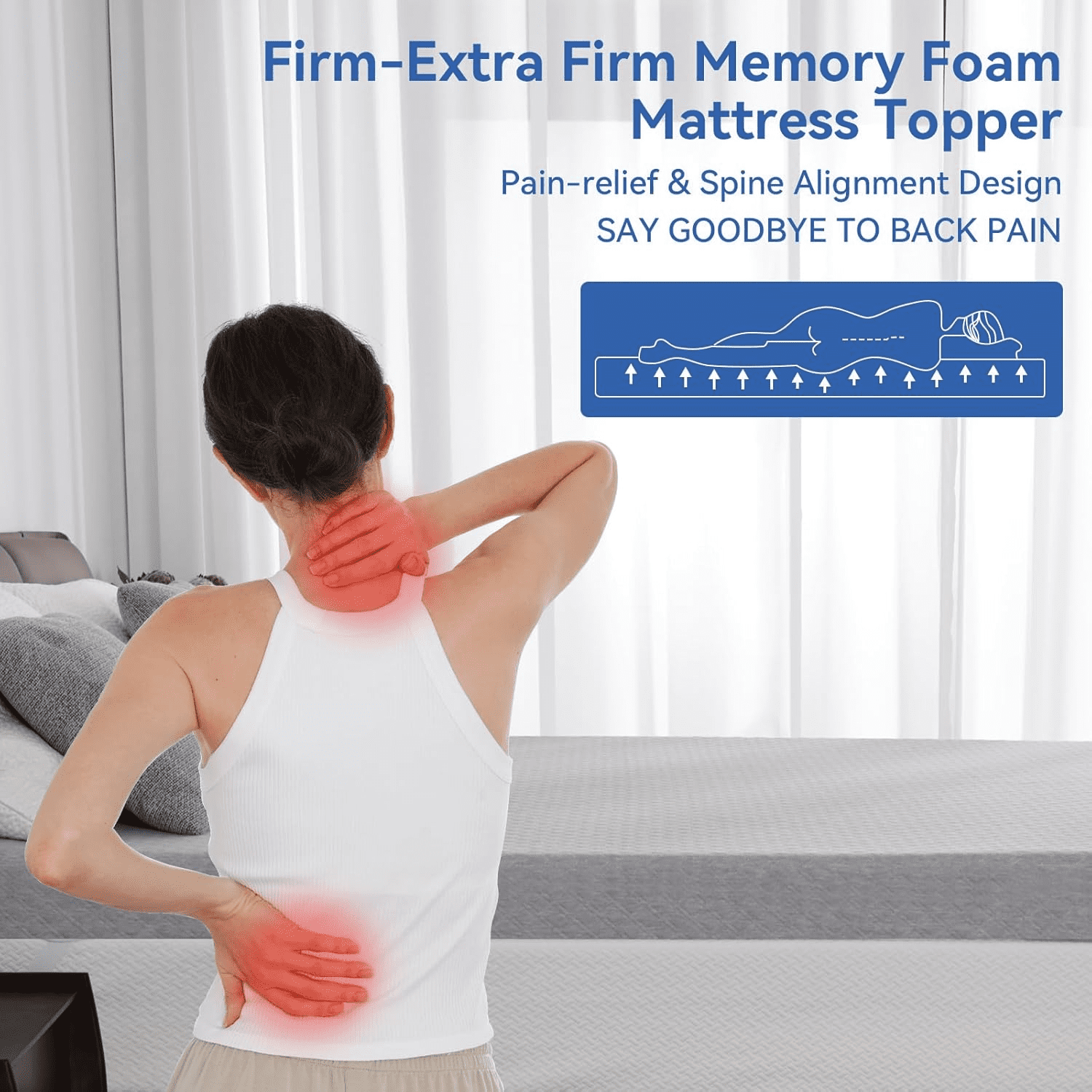 Full Size Extra Firm Mattress, 4 Inch Memory Foam Mattress, Cooling Gel Bamboo Charcoal Mattress for Pain Relief, High Density Firm Mattress with Removable Cover, Certified in the USA.