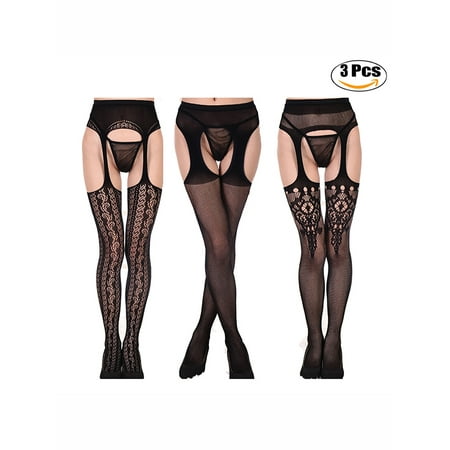 3PCS Lace Stockings Simple Sexy Anti-slip Garter Belt Stockings Thigh High Stockings for Women