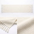 thumbnail image 4 of Sm:)e Beige Tassel Table Runner, 13x72 Inch, Boho Linen Blend Rustic Farmhouse Style, Holiday Wedding Party Kitchen Table Decor, 4 of 6