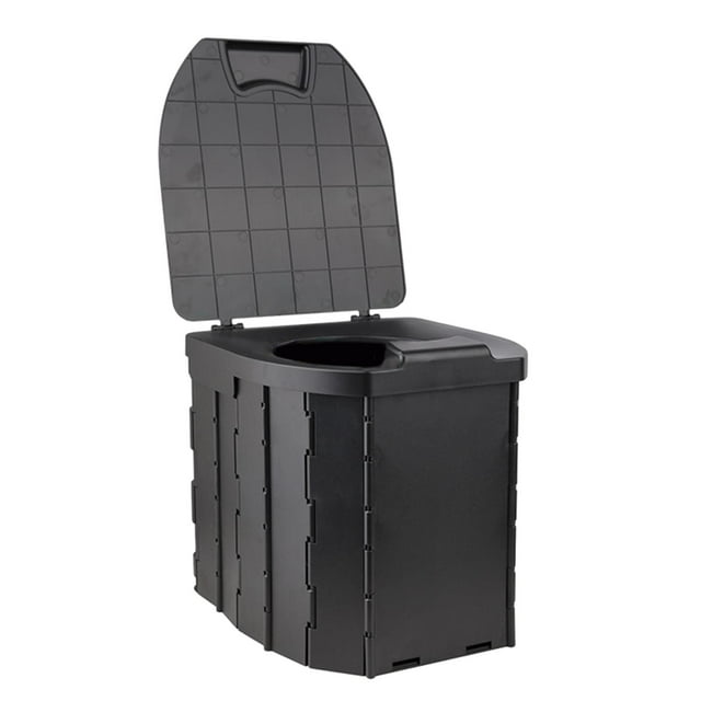 Inodoro portátil para acampar, inodoro plegable para acampar con bolsa de transporte, resistente para viajes. Negro