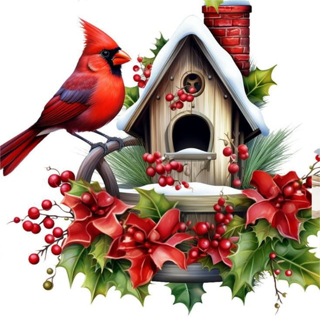 (NH3903) Resina Con Cardenales Nórdicos 40x40CM