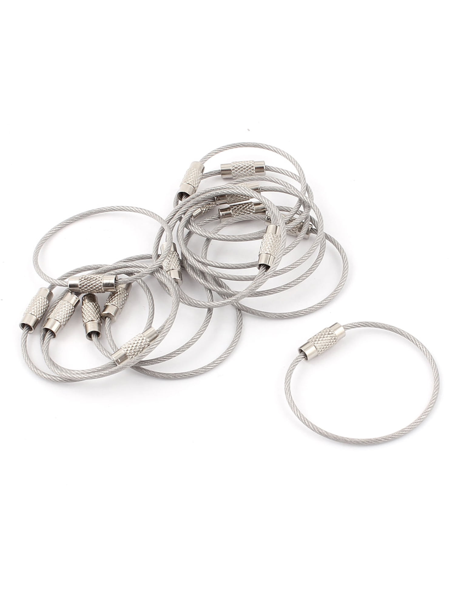 Pack of 20-6.3 inch Keyrings and ID Tag Keepers Keychain Wisdompro 20 Pack of 6.3 Inches Stainless Steel Wire Ring 2mm Cable Loop Rings for Hanging Luggage Tag