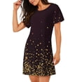 thumbnail image 2 of Vsdgher Gold stars luxury sparkling Pattern Womens Short Sleeve Sleepshirt Scoopneck Cute Nightdress Ruffle Comfy Nightgown, 2 of 6