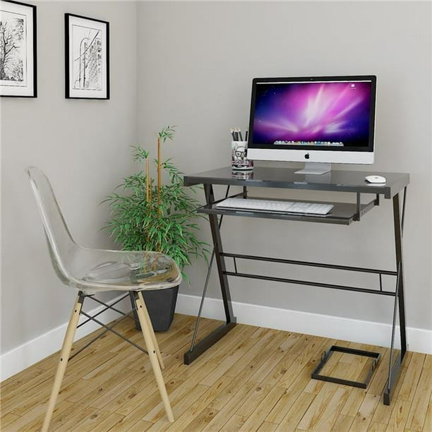 Ryan Rove RR1052WS Becker Metal & Glass Computer Desk in Black