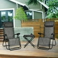 thumbnail image 1 of Gymax 3 Pcs Fauteuils Inclinables Lounge Coussins Table Portables Pliants Gris, 1 of 10