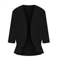 thumbnail image 4 of QLEICOM Womens Casual Tops, Plus Size Summer Cardigan Irregular Hem Shirt, Fashion Solid Cotton Comfortable Tops, V-Neck 3/4 Sleeve Cardigan Pullover Blouse Tunic Tops Black L, 4 of 7