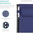 thumbnail image 6 of PetFurnishn Folding Zero Gravity Outdoor Recliner Patio Lounge Chair w/Adjustable Canopy Shade, Headrest, Side Accessory Tray, Textilene Mesh - Navy Blue, 6 of 9