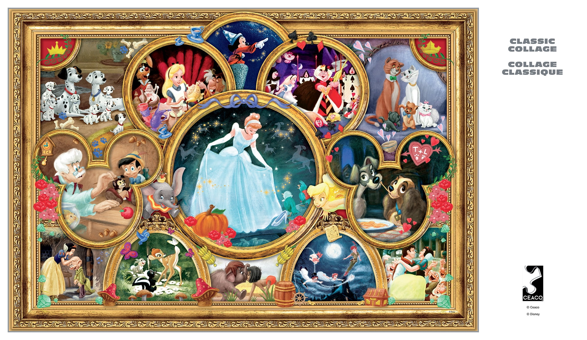Ceaco Disney Classic Collage 2000-Piece 38.5 x 26.5-Inch Interlocking Jigsaw Puzzle for Adults Ages 14+