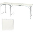 thumbnail image 1 of QueipA 6ft Portable Folding Camping Table, Outdoor Waterproof Adjustable Height Table, Aluminum Lightweight Suitcase Foldable Table for Picnic BBQ Beach Dining, 1 of 15