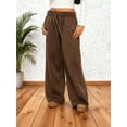 thumbnail image 4 of Deago Women's Fleece Lined Sweatpants Wide Leg Thermal Winter Warm Drawstring Baggy Sweat Pants with Pockets (Coffee, S), 4 of 9