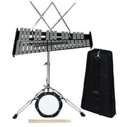 TMS 32 Notes Percussion Glockenspiel Bell Kit with Practice Pad+Mallets+Sticks+Stand