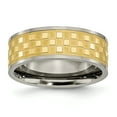 thumbnail image 1 of Titanium 8mm Yellow Checkered Ring Wedding Fancy, 1 of 10