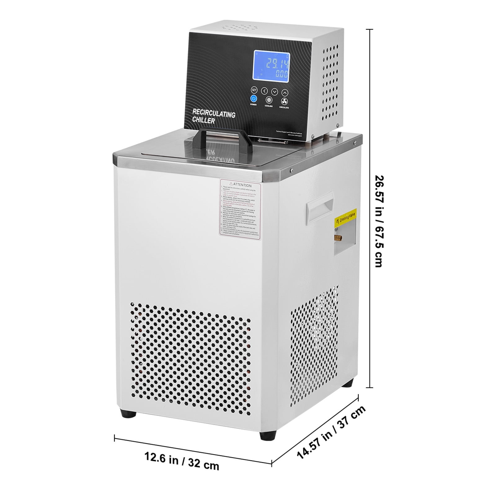 KFFKFF Lab Cooling System, 6L Chiller with Reduced Temperature Liquid, Range from -4°F to 212°F, Chiller with Circulation Pump, LCD Screen, 304 Stainless Steel Recirculating Water Cooling System