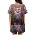 thumbnail image 3 of Kdxio Dog in Lavender Flowers Print Pajamas Sets for Women Short-Sleeved Pjs with Lounge Shorts Two Piece Sleepwear S-4XL, 3 of 8