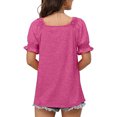 thumbnail image 4 of Blusas de manga corta fruncidas, camiseta de manga abullonada, blusa de manga corta, camiseta informal, máxima comodidad, 4 of 6