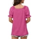 thumbnail image 4 of Blusa de manga corta holgada, suave y moderna para usar en la oficina o al aire libre, talla L Camiseta de manga abullonada de color rojo rosa para mujer, 4 of 6