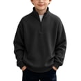 thumbnail image 2 of Bixock Toddler Boys Half Zip Sweatshirts Long Sleeve Tops Crew Neck Pullover Top Solid Color Casual Sweatshirt Warm Soft Breathable Daily Wear Boys Clothings, 2 of 7
