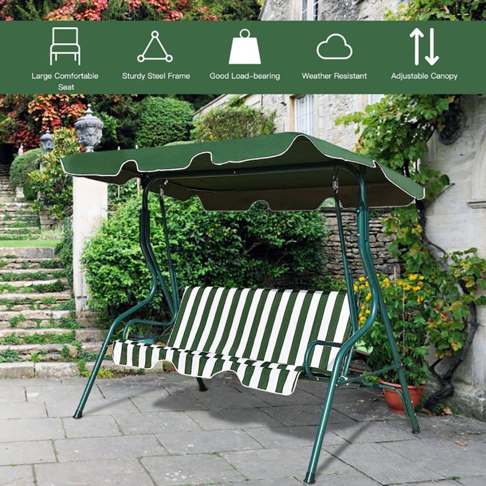 Aimee Lii 3 Seats Patio Canopy Swing, Swing Chair Outdoor, Green Aimee Lii 3 Seats Patio Canopy Swing, Swing Chair Outdoor, Green
